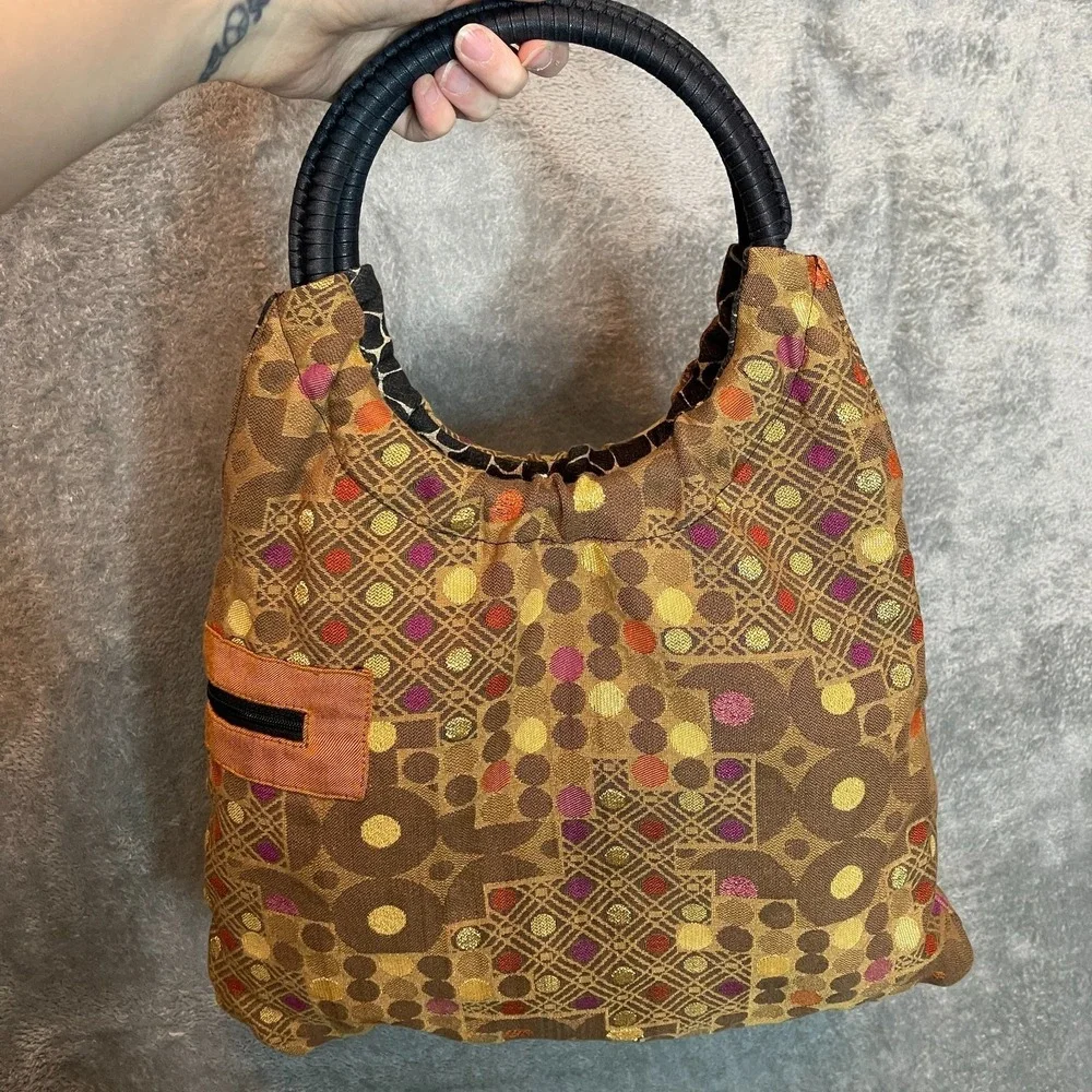 1154 Lill Studio Women Y2K Patchwork Tapestry Hobo Shoulder Bag Reversible